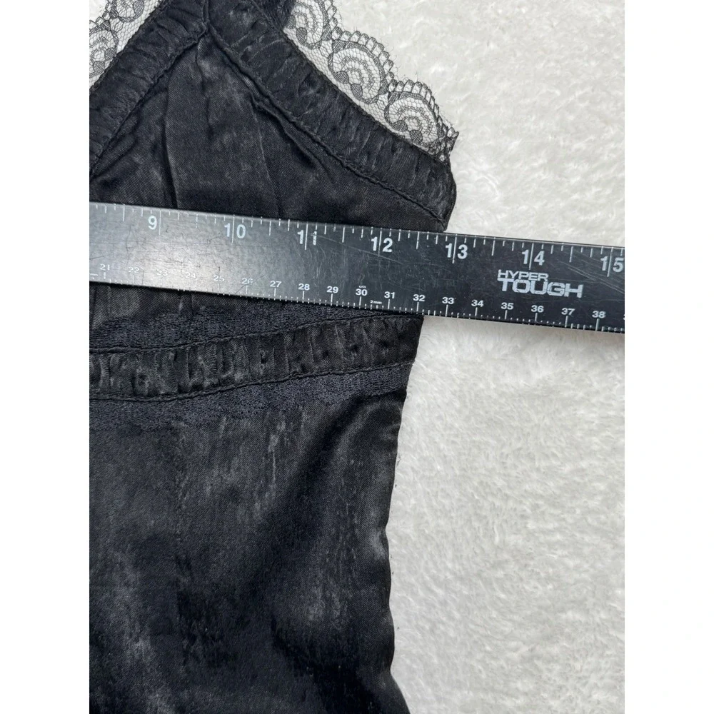 Urban Outfitters Black Satin Lace Trim Slip Dress Mini Lace Up Back‎ XS
